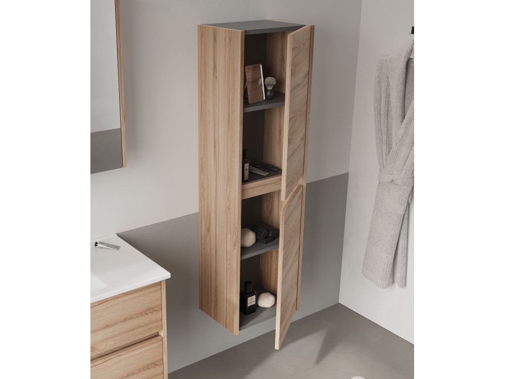 Armoire de Salle de Bain "Side 40" - 40 x 27 x 138 cm - Oak