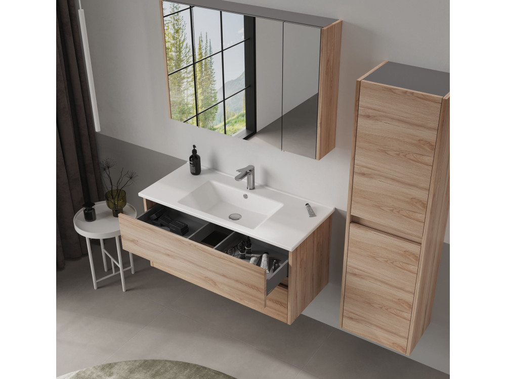 Armoire de Salle de Bain "Side 40" - 40 x 27 x 138 cm - Oak