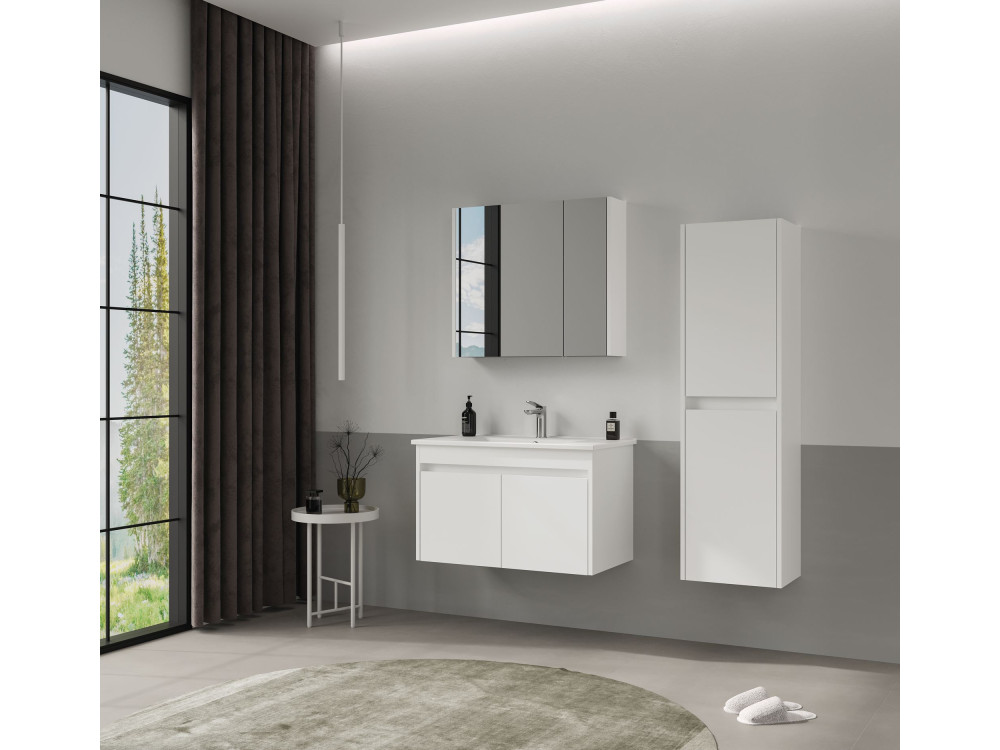 Armoire de Salle de Bain "Side 40" - 40 x 27 x 138 cm - Matte White