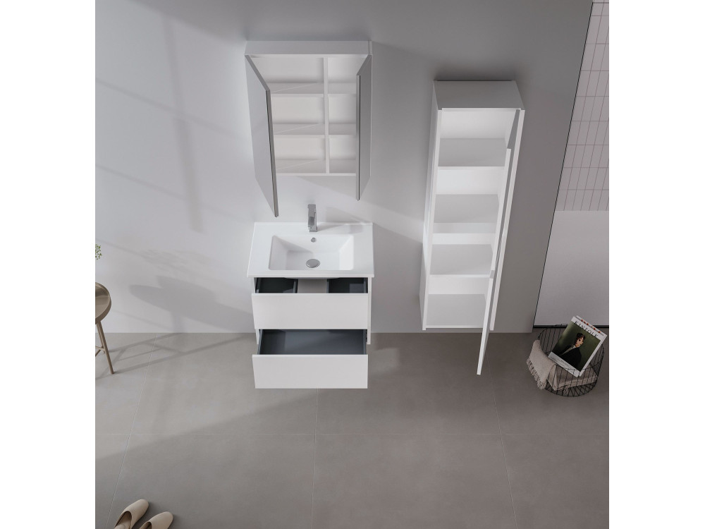 Armoire de Salle de Bain "Side 40" - 40 x 27 x 138 cm - Matte White