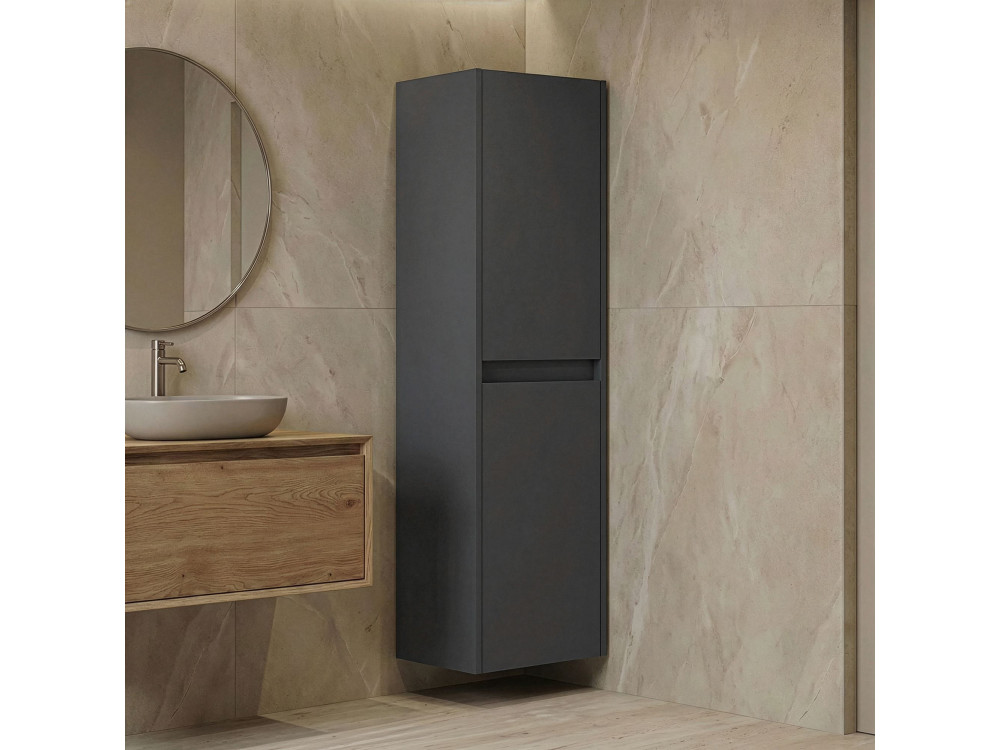 Armoire de Salle de Bain "Side 40" - 40 x 27 x 138 cm - Matte Anthracite