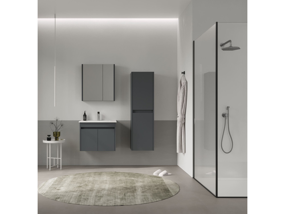 Armoire de Salle de Bain "Side 40" - 40 x 27 x 138 cm - Matte Anthracite