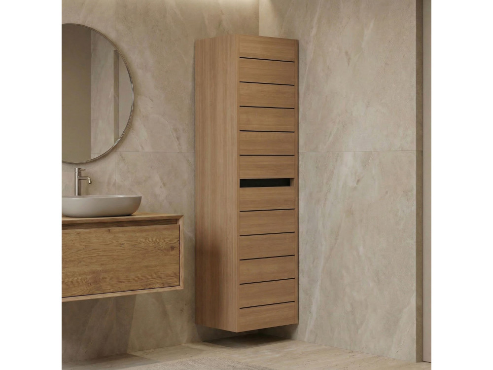 Armoire de Salle de Bain "Ricato 40" - 42 x 27 x 138 cm - Walnut