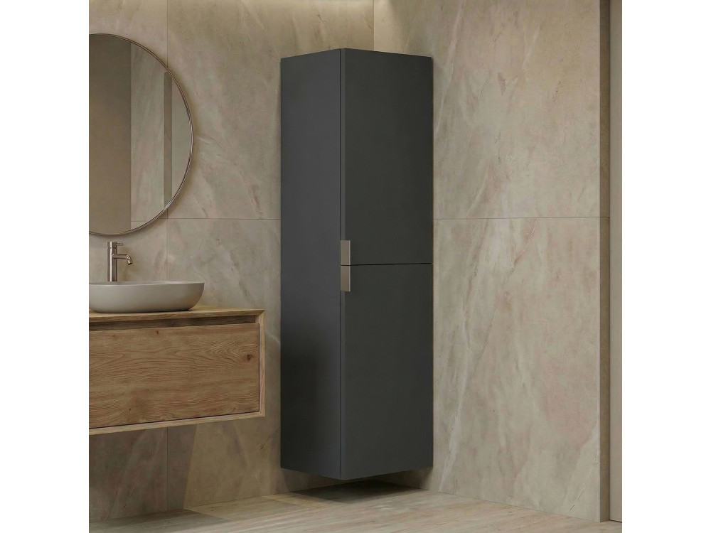 Armoire de Salle de Bain "Purus Desna 40" - 40 x 32 x 138 cm - Matte Anthracite