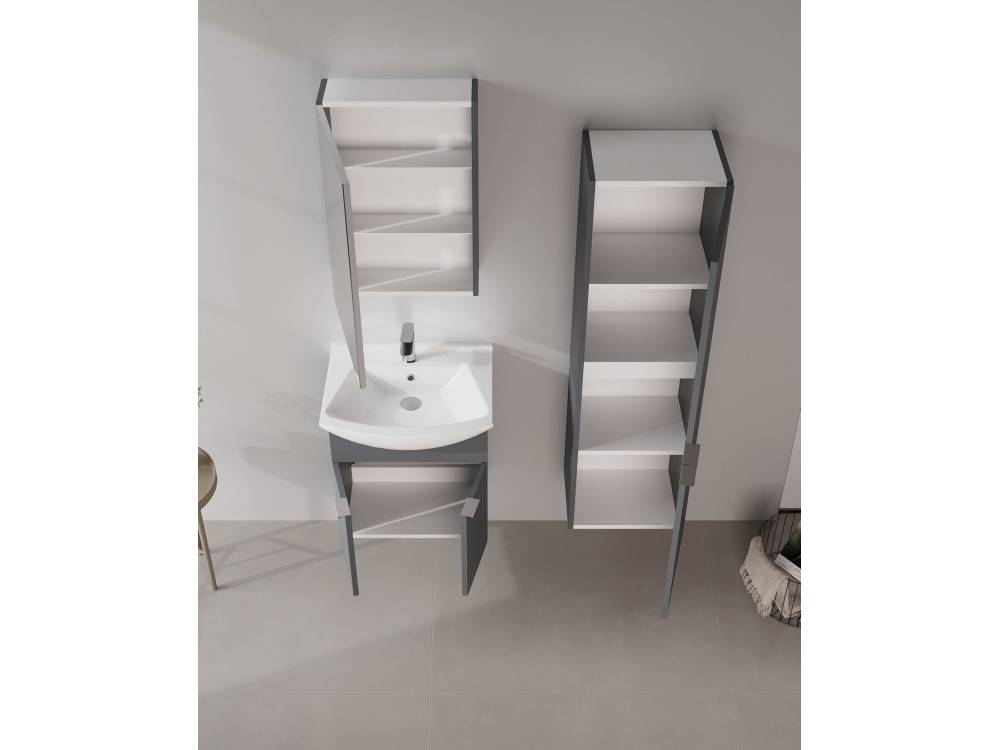 Armoire de Salle de Bain "Purus Desna 40" - 40 x 32 x 138 cm - Matte Anthracite