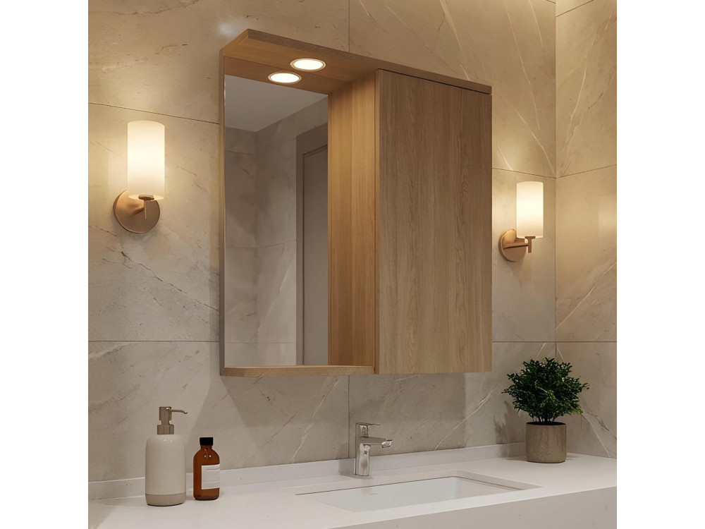 Meuble Salle de Bain avec Miroir "Purus 65" - 63 x 18 x 68 cm - Sonomo Oak