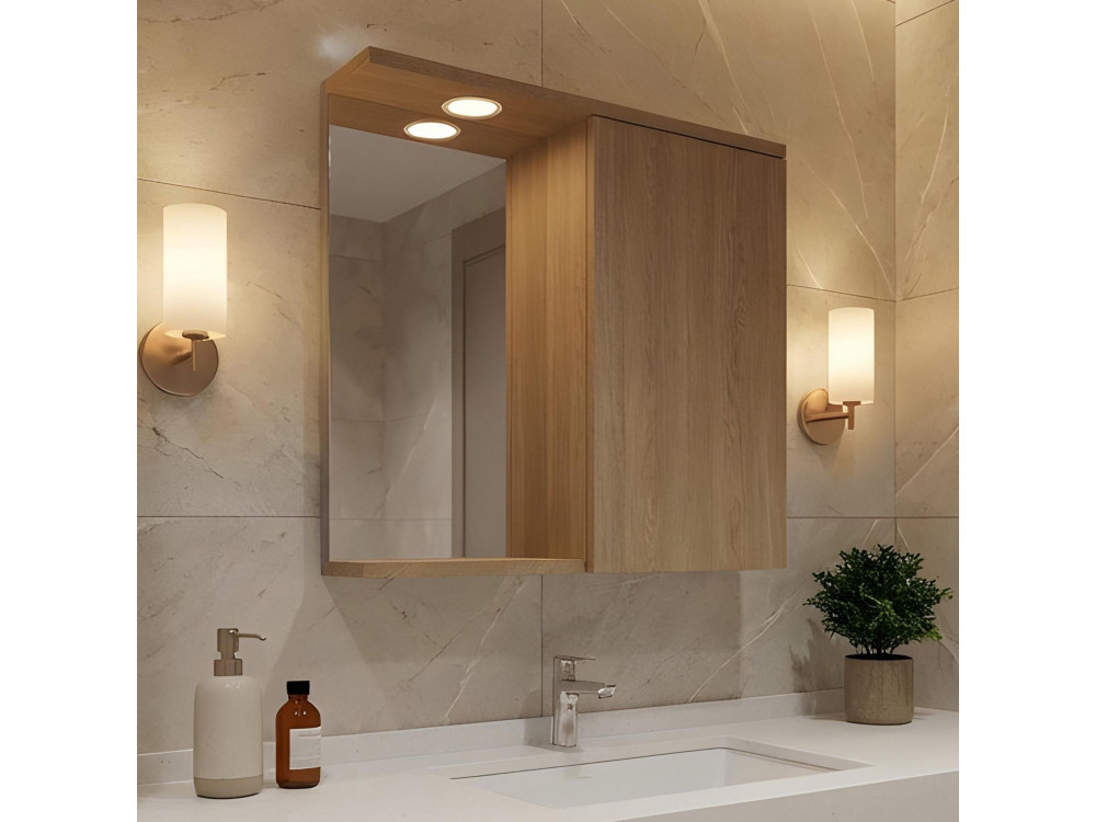 Meuble Salle de Bain avec Miroir "Purus 80" - 75 x 18 x 68 cm - Sonomo Oak