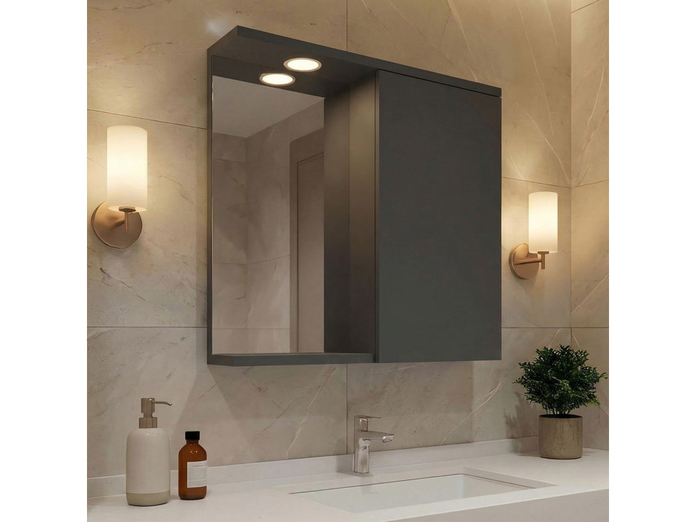 Meuble Salle de Bain avec Miroir "Purus 80" - 75 x 18 x 68 cm - Matte Anthracite