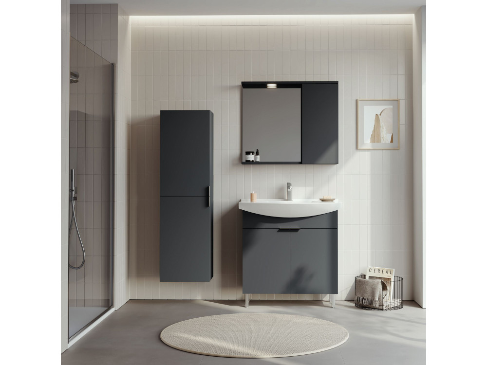 Meuble Salle de Bain avec Miroir "Purus 80" - 75 x 18 x 68 cm - Matte Anthracite
