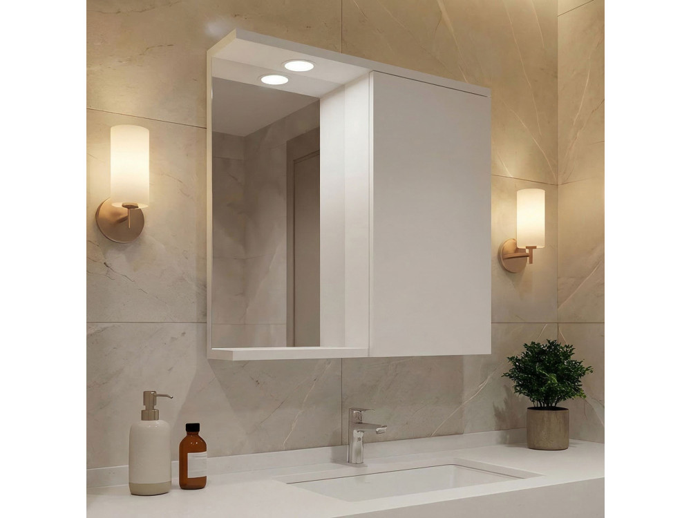 Meuble Salle de Bain avec Miroir "Purus 80" - 75 x 18 x 68 cm - White