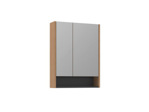 Meuble Salle de Bain avec Miroir "Ricato 60" - 60 x 16 x 78 cm - Walnut