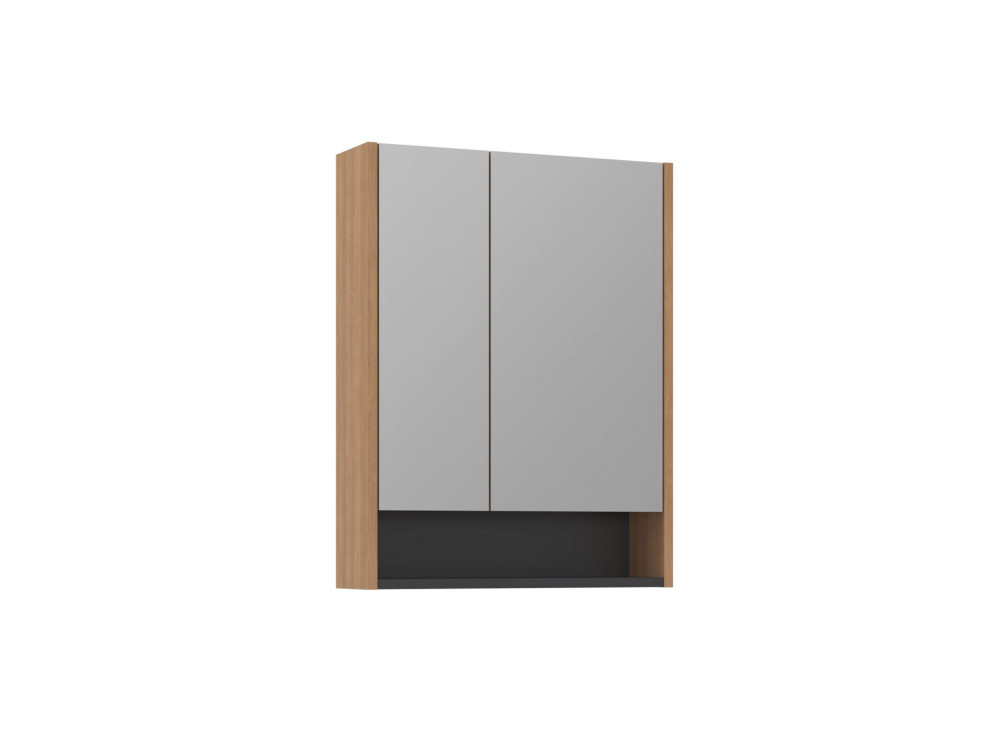 Meuble Salle de Bain avec Miroir "Ricato 60" - 60 x 16 x 78 cm - Walnut
