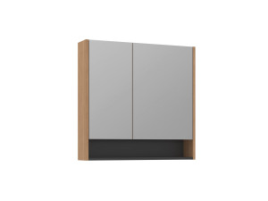 Meuble Salle de Bain avec Miroir "Ricato 80" - 80 x 16 x 78 cm - Walnut