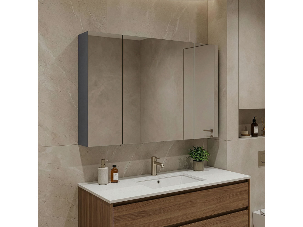 Meuble Salle de Bain avec Miroir "Side 100" - 100 x 16 x 66 cm - Matte Anthracite