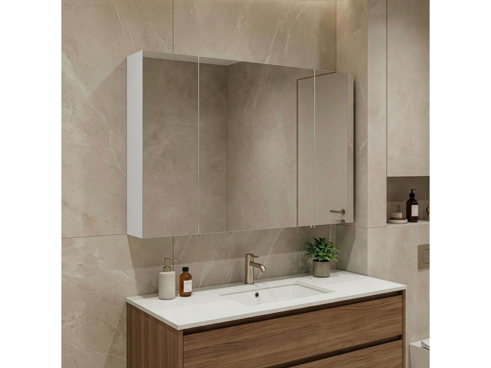 Meuble Salle de Bain avec Miroir "Side 100" - 100 x 16 x 66 cm - Matte White