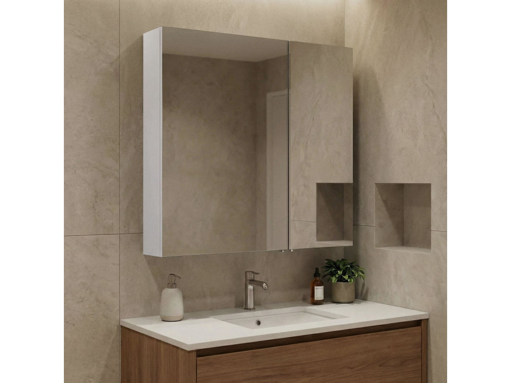 Meuble Salle de Bain avec Miroir "Side 60" - 60 x 16 x 66 cm - Matte White