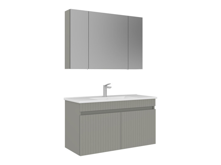 Ensemble Meuble Vasque avec Miroir (2 Pièces) "Tivoli 100" - 100 x 45 x 66 cm - Matte Cashmere