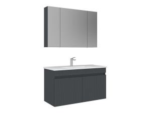 Ensemble Meuble Vasque avec Miroir (2 Pièces) "Tivoli 100" - 100 x 45 x 66 cm - Matte Anthracite