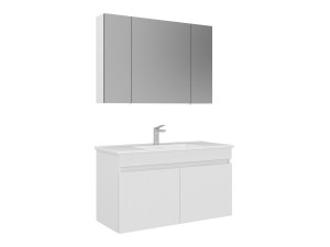 Ensemble Meuble Vasque avec Miroir (2 Pièces) "Tivoli 100" - 100 x 45 x 66 cm - Matte White