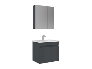 Ensemble Meuble Vasque avec Miroir (2 Pièces) "Tivoli 65" - 65 x 45 x 57 cm - Matte Anthracite