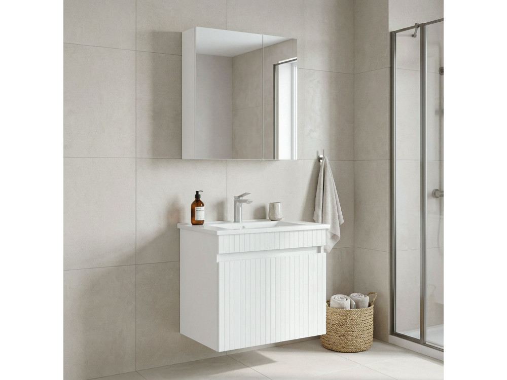 Ensemble Meuble Vasque avec Miroir (2 Pièces) "Tivoli 65" - 65 x 45 x 57 cm - Matte White