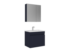 Ensemble Meuble Vasque avec Miroir (2 Pièces) "Tivoli 65" - 65 x 45 x 57 cm - Matte Navy Blue