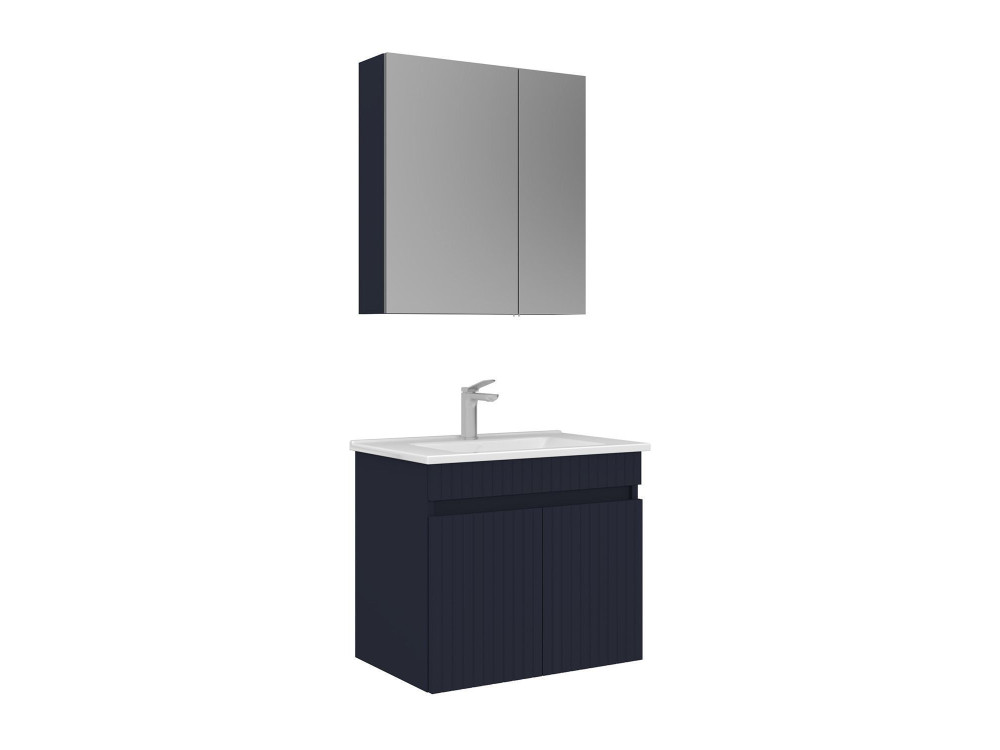 Ensemble Meuble Vasque avec Miroir (2 Pièces) "Tivoli 65" - 65 x 45 x 57 cm - Matte Navy Blue