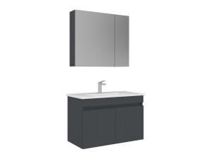 Ensemble Meuble Vasque avec Miroir (2 Pièces) "Tivoli 85" - 85 x 45 x 57 cm - Matte Anthracite