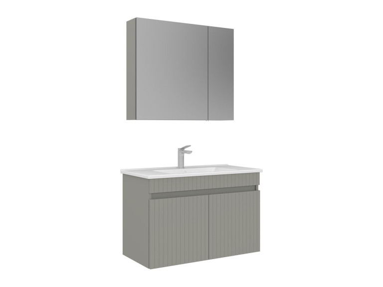 Ensemble Meuble Vasque avec Miroir (2 Pièces) "Tivoli 85" - 85 x 45 x 57 cm - Matte Cashmere