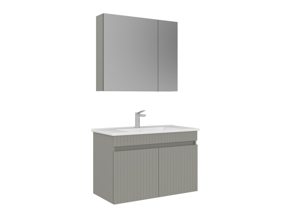 Ensemble Meuble Vasque avec Miroir (2 Pièces) "Tivoli 85" - 85 x 45 x 57 cm - Matte Cashmere