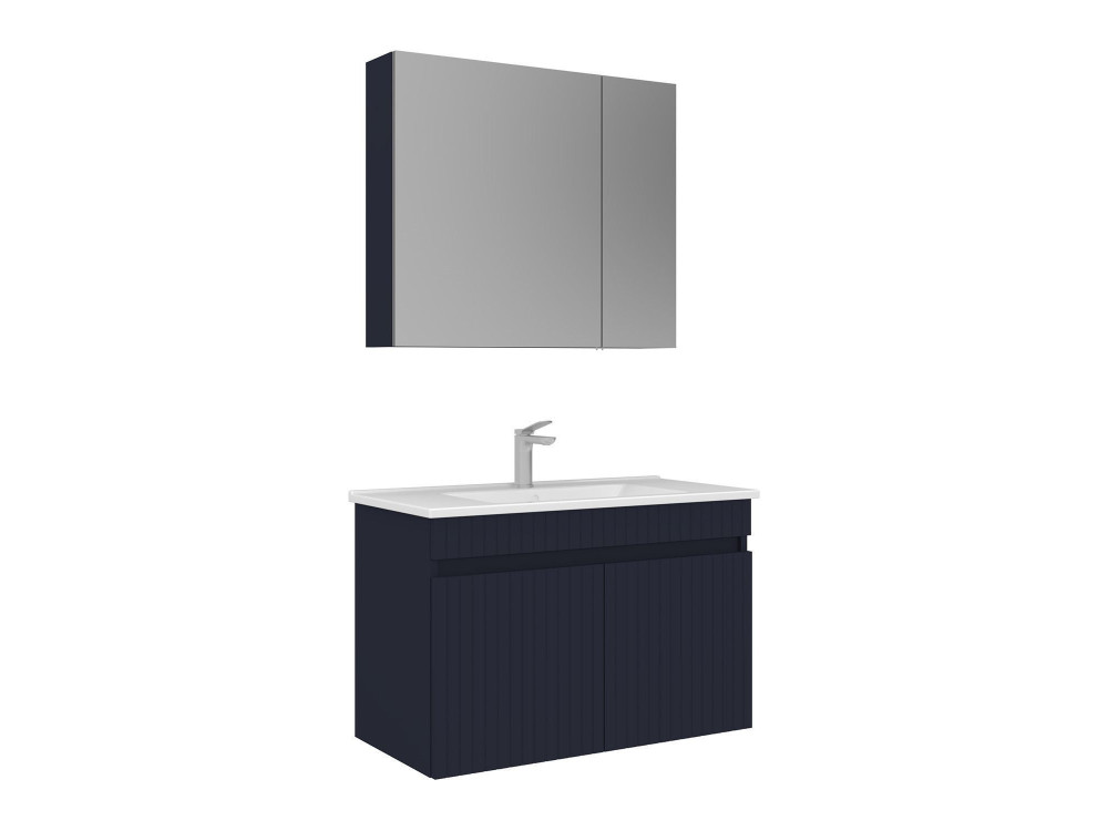 Ensemble Meuble Vasque avec Miroir (2 Pièces) "Tivoli 85" - 85 x 45 x 57 cm - Matte Navy Blue