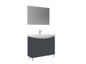 Ensemble Meuble Vasque avec Miroir (2 Pièces) "Purus 100" - 100 x 50 x 83 cm - Matte Anthracite