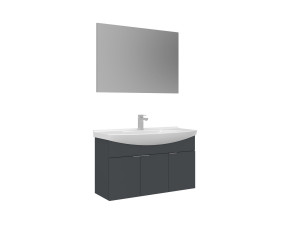 Ensemble Meuble Vasque avec Miroir (2 Pièces) "Purus 100" - 100 x 50 x 58 cm - Matte Anthracite