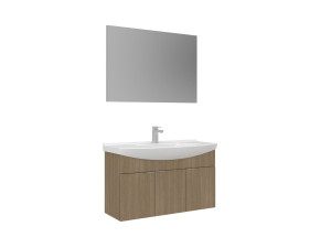 Ensemble Meuble Vasque avec Miroir (2 Pièces) "Purus 100" - 100 x 50 x 58 cm - Oak