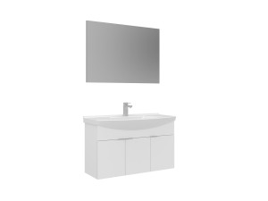 Ensemble Meuble Vasque avec Miroir (2 Pièces) "Purus 100" - 100 x 50 x 58 cm - White