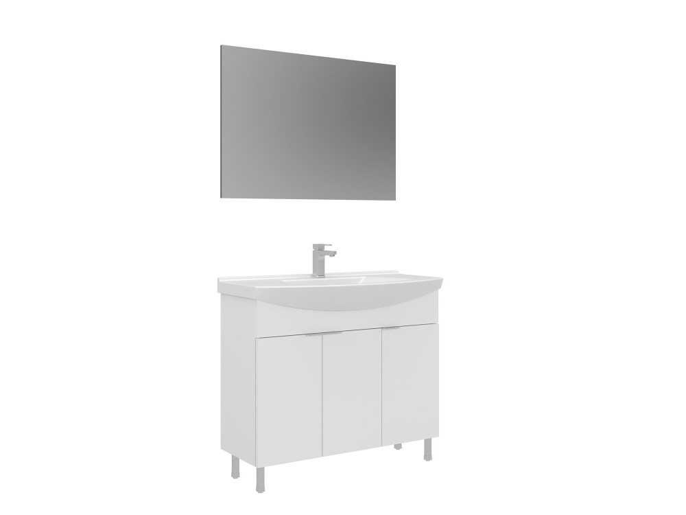 Ensemble Meuble Vasque avec Miroir (2 Pièces) "Purus 100" - 100 x 50 x 83 cm - White