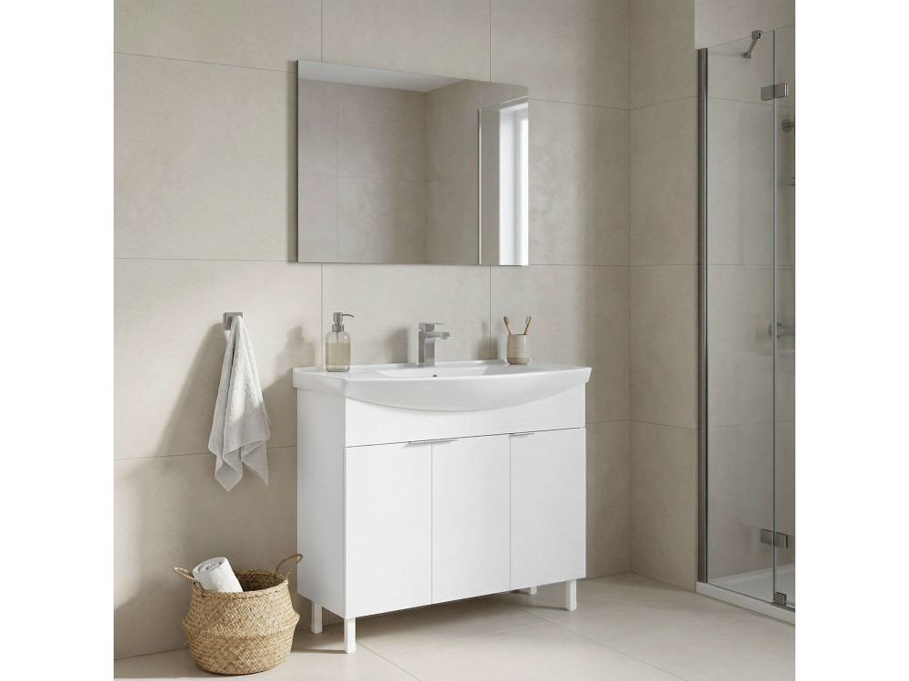 Ensemble Meuble Vasque avec Miroir (2 Pièces) "Purus 100" - 100 x 50 x 83 cm - White