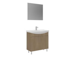 Ensemble Meuble Vasque avec Miroir (2 Pièces) "Purus 80" - 80 x 50 x 83 cm - Oak