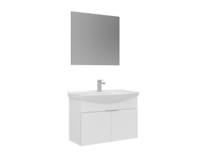 Ensemble Meuble Vasque avec Miroir (2 Pièces) "Purus 80" - 80 x 50 x 58 cm - White
