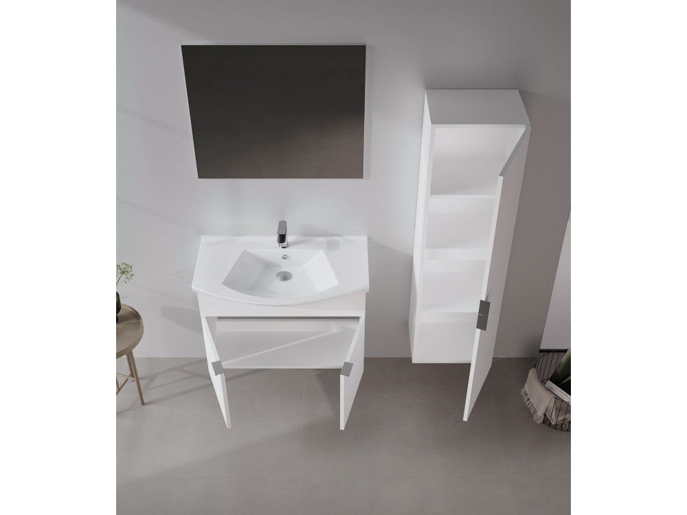 Ensemble Meuble Vasque avec Miroir (2 Pièces) "Purus 80" - 80 x 50 x 58 cm - White