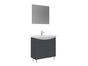 Ensemble Meuble Vasque avec Miroir (2 Pièces) "Purus 80" - 80 x 50 x 83 cm - Matte Anthracite