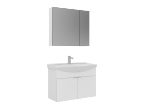 Ensemble Meuble Vasque avec Miroir (2 Pièces) "Purus 80" - 80 x 50 x 58 cm - White