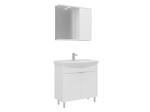 Ensemble Meuble Vasque avec Miroir (2 Pièces) "Purus 80" - 80 x 50 x 83 cm - White
