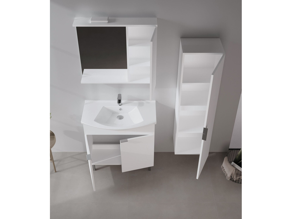 Ensemble Meuble Vasque avec Miroir (2 Pièces) "Purus 80" - 80 x 50 x 83 cm - White