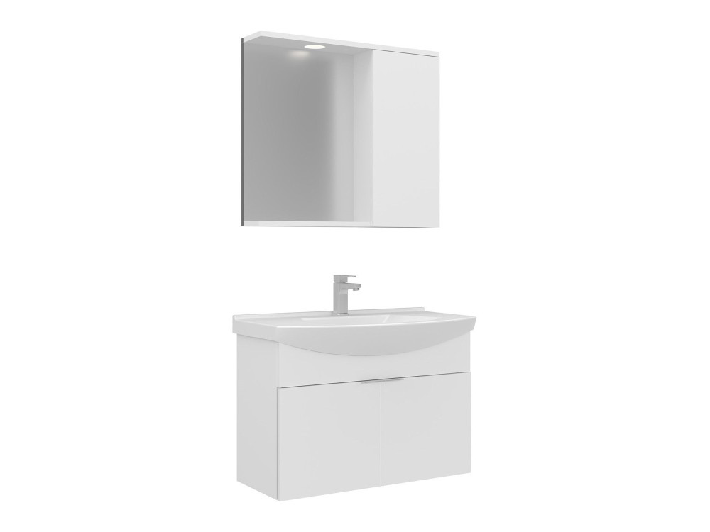 Ensemble Meuble Vasque avec Miroir (2 Pièces) "Purus 80" - 80 x 50 x 58 cm - White