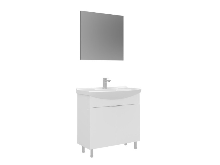 Ensemble Meuble Vasque avec Miroir (2 Pièces) "Purus 80" - 80 x 50 x 83 cm - White