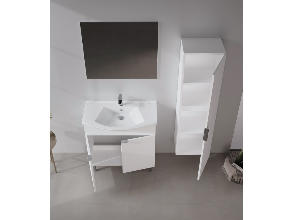 Ensemble Meuble Vasque avec Miroir (2 Pièces) "Purus 80" - 80 x 50 x 83 cm - White