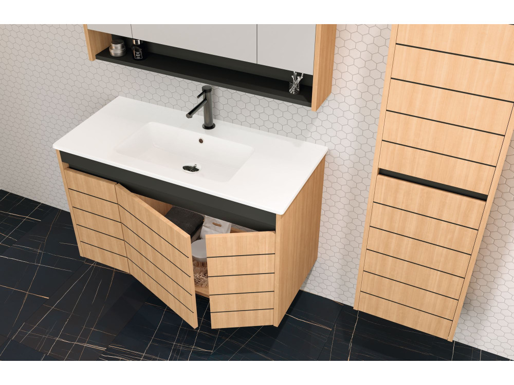 Meuble Vasque "Ricato 100" - 101 x 47 x 62 cm - Walnut