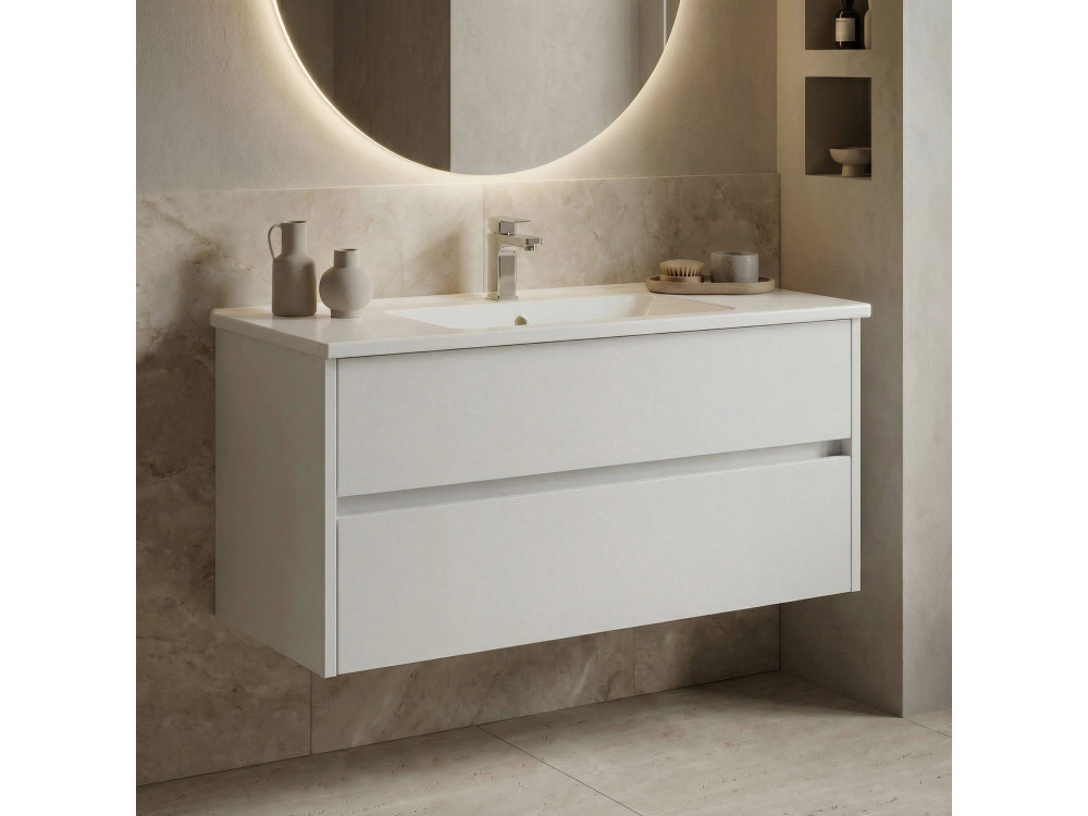Meuble Vasque "Side 100 v3" - 100 x 45 x 52 cm - Matte White