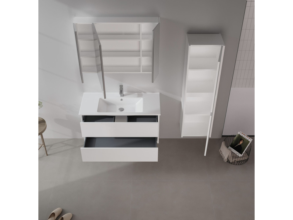 Meuble Vasque "Side 100 v3" - 100 x 45 x 52 cm - Matte White